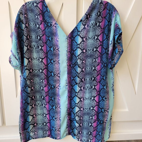 Snake Print Cap Sleeve Top - Medium - Picture 2 of 4